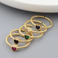 Fashion Heart Shape Copper Open Ring Plating Zircon Copper Rings main image 2