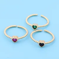 Fashion Heart Shape Copper Open Ring Plating Zircon Copper Rings main image 3