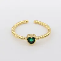 Fashion Heart Shape Copper Open Ring Plating Zircon Copper Rings sku image 5