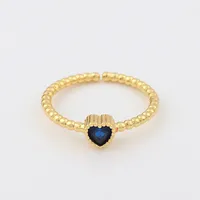 Fashion Heart Shape Copper Open Ring Plating Zircon Copper Rings sku image 2
