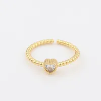 Fashion Heart Shape Copper Open Ring Plating Zircon Copper Rings sku image 1