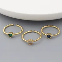 Fashion Heart Shape Copper Open Ring Plating Zircon Copper Rings main image 5