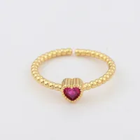 Fashion Heart Shape Copper Open Ring Plating Zircon Copper Rings sku image 3