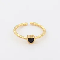Fashion Heart Shape Copper Open Ring Plating Zircon Copper Rings sku image 4