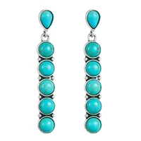 Fashion Round Alloy Inlay Turquoise Drop Earrings main image 2