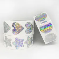 Copper Plate Self-adhesive Love Star Sequins Laser Round Seal Sticker main image 1