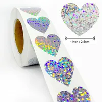 Copper Plate Self-adhesive Love Star Sequins Laser Round Seal Sticker main image 4