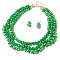 Elegant Geometric Imitation Pearl Beaded Layered Pearl Necklace main image 4