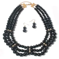 Elegant Geometric Imitation Pearl Beaded Layered Pearl Necklace main image 3
