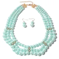 Elegant Geometric Imitation Pearl Beaded Layered Pearl Necklace sku image 6