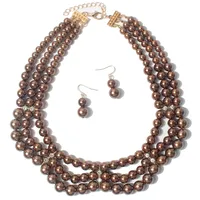 Elegant Geometric Imitation Pearl Beaded Layered Pearl Necklace sku image 7