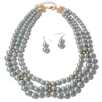 Elegant Geometric Imitation Pearl Beaded Layered Pearl Necklace sku image 8