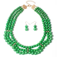 Elegant Geometric Imitation Pearl Beaded Layered Pearl Necklace sku image 2