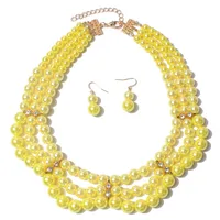 Elegant Geometric Imitation Pearl Beaded Layered Pearl Necklace sku image 3