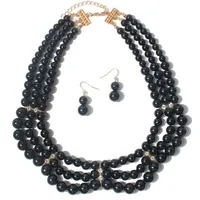 Elegant Geometric Imitation Pearl Beaded Layered Pearl Necklace sku image 4