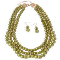 Elegant Geometric Imitation Pearl Beaded Layered Pearl Necklace sku image 5