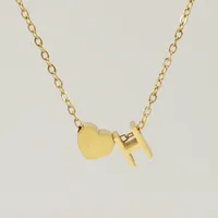 Simple Style Letter Heart Shape Copper Necklace In Bulk sku image 7