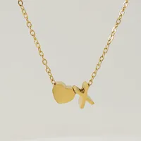 Simple Style Letter Heart Shape Copper Necklace In Bulk sku image 21
