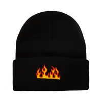 Unisex Fashion Flame Embroidery Crimping Eaveless Wool Cap main image 4