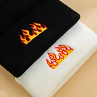 Unisex Fashion Flame Embroidery Crimping Eaveless Wool Cap main image 5