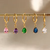 Fashion Water Droplets Plating Inlay 304 Stainless Steel Zircon 18K Gold Plated Drop Earrings main image 2