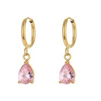 Fashion Water Droplets Plating Inlay 304 Stainless Steel Zircon 18K Gold Plated Drop Earrings sku image 3