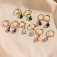Fashion Water Droplets Plating Inlay 304 Stainless Steel Zircon 18K Gold Plated Drop Earrings main image 1