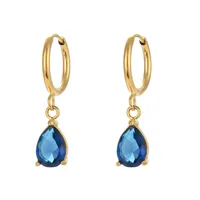 Fashion Water Droplets Plating Inlay 304 Stainless Steel Zircon 18K Gold Plated Drop Earrings main image 4