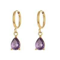 Fashion Water Droplets Plating Inlay 304 Stainless Steel Zircon 18K Gold Plated Drop Earrings sku image 1