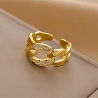 Fashion Flower Copper Plating Zircon Open Ring 1 Piece main image 3