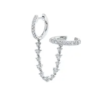 Cross-border Hot Selling Sterling Silver Needle One-piece Diamond Ear Chain Double Ring Ear Clip Fashion Trend Eardrop Earring Earrings For Women sku image 7