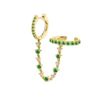 Cross-border Hot Selling Sterling Silver Needle One-piece Diamond Ear Chain Double Ring Ear Clip Fashion Trend Eardrop Earring Earrings For Women sku image 4