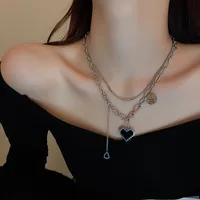 Fashion Letter Heart Shape Titanium Steel Necklace Layered Titanium Steel Stainless Steel Necklaces 1 Piece main image 2