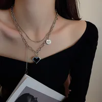 Fashion Letter Heart Shape Titanium Steel Necklace Layered Titanium Steel Stainless Steel Necklaces 1 Piece main image 6