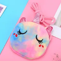 Unisex Mini Plush Animal Cute Round Zipper Coin Purse sku image 1