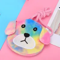 Unisex Mini Plush Animal Cute Round Zipper Coin Purse sku image 3