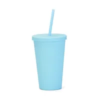 Candy Color Double-layer Plastic Straw Cup 16oz Plastic Frosted Water Cup sku image 6