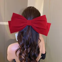 Women's Sweet Bow Knot Cloth Tassel Rhinestones Hair Clip sku image 2