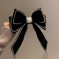 Women's Sweet Bow Knot Cloth Tassel Rhinestones Hair Clip sku image 5