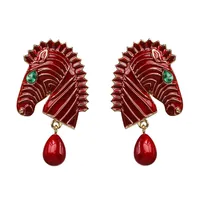Fashion Horse Stoving Varnish Alloy Artificial Gemstones Earrings Ear Studs main image 1
