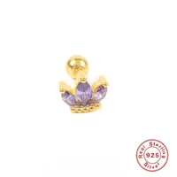 1 Piece 925 Sterling Silver Zircon Geometric Ear Studs sku image 3
