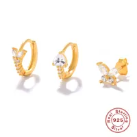 1 Set 925 Sterling Silver Zircon Devil'S Eye Star Flower Earrings sku image 7
