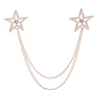 Fashion Pentagram Alloy Diamond Unisex Brooches Collar Pin main image 6