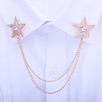 Fashion Pentagram Alloy Diamond Unisex Brooches Collar Pin main image 1