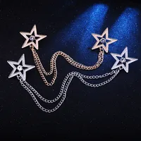 Fashion Pentagram Alloy Diamond Unisex Brooches Collar Pin main image 2