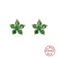 1 Pair 925 Sterling Silver Zircon Flower Ear Studs sku image 2