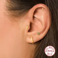 1 Pair 925 Sterling Silver Zircon Flower Ear Studs main image 3