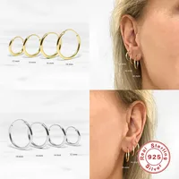 1 Pair 925 Sterling Silver Geometric Hoop Earrings main image 2
