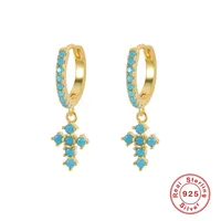 1 Pair 925 Sterling Silver Zircon Geometric Drop Earrings sku image 8
