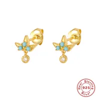 1 Pair 925 Sterling Silver Zircon Geometric Drop Earrings sku image 6